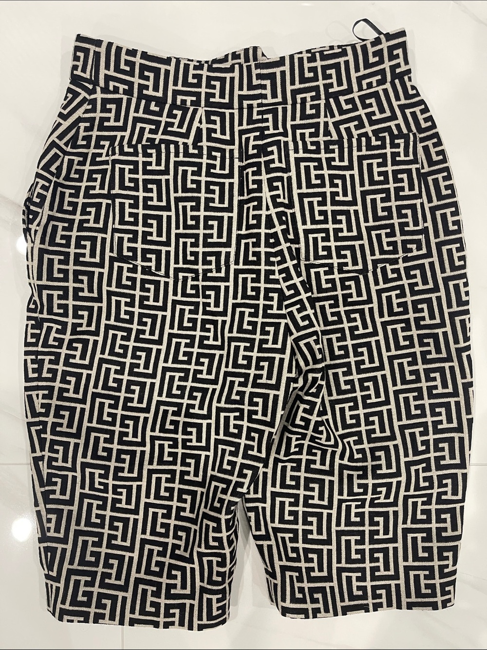 Balmain Black & White Monogram Geometric Chinos - Picture 14 of 17